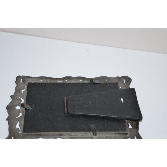 Vtg Pewter Angel Cupid  Picture Frame Victorian Style ornate 3X5 - Picture 9 of 10